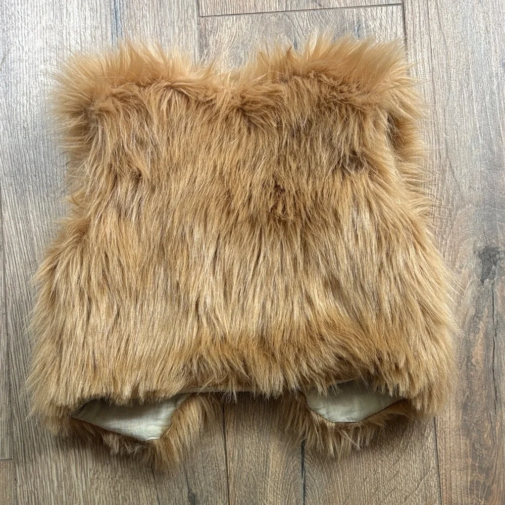 Girls Faux Fur Vest with Bow Size 120 (5-6 years) Camel Tan Boutique Layer